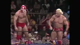 Killer Khan and One Man Gang vs Mr. Olympia and Paul Ellering. Mid-South 1982