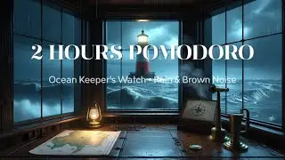 Lighthouse Storm 🌊 2 Hours Pomodoro Timer (25/5) Ocean Waves & Rain