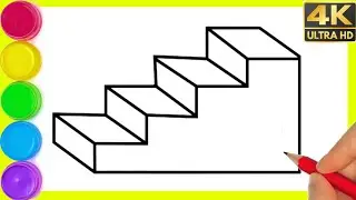 How to draw Stairs step by step drawing || Stairs drawing ( ladder 🪜 ) easy and simple drawing.