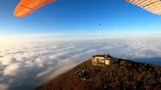 Herbstlicher Paramotorflug zur Burg Hohenneuffen im Nebelmeer