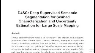 D4SC Deep Supervised Semantic Segmentation for Seabed Characterization and Uncertainty Estimation fo