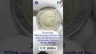 2&euro; 2013 ITALY - CIRCULATED COIN !!! #coin #writer #giovanni #boccaccio #decameron