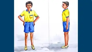 Human figure drawing step by step with watercolour/Human figure drawing easy