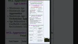 Western CoalFields Limited WCL ITI, Graduate, Technician Apprentice Online Form 2023 for 1191 Post