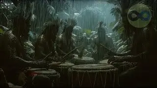 🌧 Jungle Rain & Tribal Drums | 4 Hz Theta & 40 Hz Brain Sync | Deep Meditation & Healing