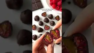3-ingredient Chocolate Raspberry Bites😍 #snackrecipe #healthyrecipes #easyrecipes