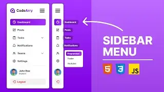 Responsive Dropdown Sidebar Menu With Tooltip | HTML, CSS & Javascript