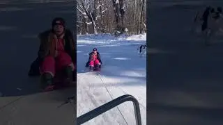 Girls just want to have fun!#fun#sledding#viral#funny#snow#country