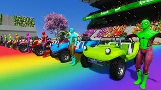 GTA 5 Color Challenge - Epic SPIDER-MAN Buggy Jump on the Mega Rainbow Ramp!