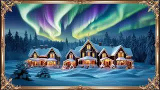 Christmas Frame TV art with vintage holiday music with northern lights