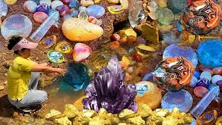 Great Finding Natural Gold, Diamond Amethyst. Diamonds, Quartz Crystal at the gold zone