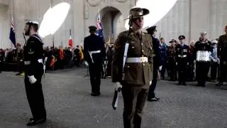 Anzac Day 2017 - Menin Gate Ypres - Last Post - Bagpipe, Flowers of the forest.  (Day Ceremony)