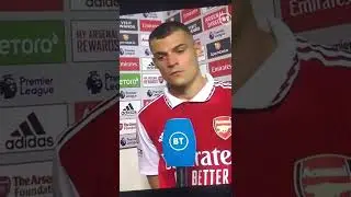 Beautiful moment as Gabriel Jesus hands Granit Xhaka the MOTM award