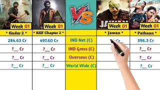 Gadar 2 vs KGF Chapter 2 vs Jawan vs Pathaan Week 1 #boxofficecollection | #jawan #jawancollection