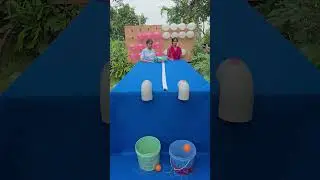 Ball Throw Challenge | Pipe to Bucket Game | Bubble Blowing Fun Competition 🔥🎯#ball⚾️⚽️ #game 