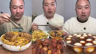 Mukbang # Part 193Eat Sea Conch pig brain 🧠 belly pork bone head pig #cooking #noodles #foodie 