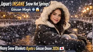 Japan's INSANE Snow Hot Springs! Ginzan Magic ❄️😱  Heavy Snow Blankets Kyoto & Ginzan Onsen 2026🌨️🇯🇵