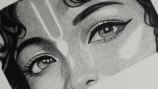 Beautiful krishna eyes sketch tutorial Part -2 🙏😱#drawing #viralvideo