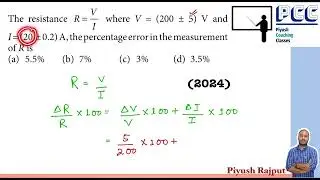 #JEE MAINS | PYQS 2024 | The resistance R=V/I where V = (200+5) and I =(20+0.2) ,the percentage----