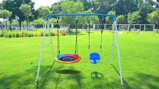 AB0302C - 440lbs A-Frame Swing Sets with Saucer Swing and Toddler Swing
