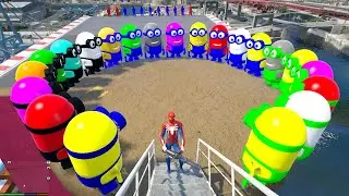 GTA 5 Epic Ragdolls | RED SPIDERMAN VS RED MINION VS GREEN MINION (Euphoria Physics/Funny Fails) #25