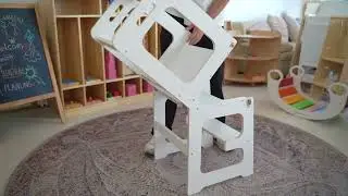 Wooden Montessori Child Kitchen Standing Tower Step Stool Kitchen Counter Helper Kids Learning Stool