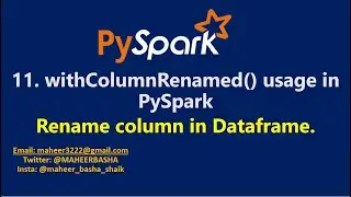 11. withColumnRenamed() usage in PySpark | Azure Databricks | Azure Synapse Analytics