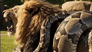 Heroic Animal Rescue at City Zoo: Python Subdues Lion