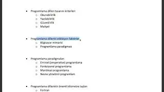 Programlama Dilleri Genel Tekrar
