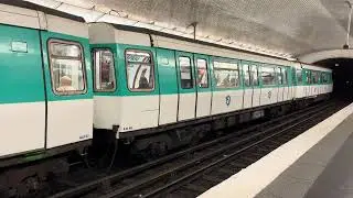 Paris Metro (line 13) MP77 arrives and departs from Garibaldi