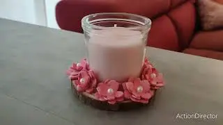 Centrotavola con candela e fiori in gomma crepla - fai da te - tutorial facile e veloce