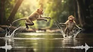 Funny Monkey Jumps Over River 🐒 | Jungle Adventure & Nature Sounds