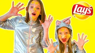 Kids play funny game Chips on the face | 어린이 동영상 | Like Angeles / Lays / Чипсы в лицо