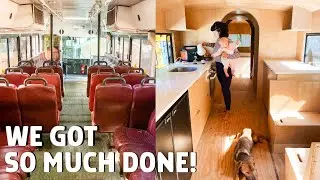 Transit Bus Conversion: Building Cabinets, Couches, and the Kitchen!