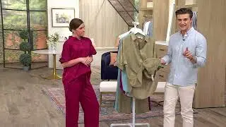 LOGO by Lori Goldstein Jacquard Button Front Shirt on QVC