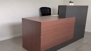 Yorkgargen L-Shaped Large Wooden Reception Desk, Modern Front Desk Reception Counter