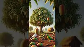 parrot and pegion planting a mango tree 🌲 #cartoon #animation