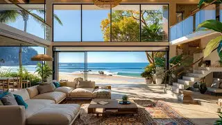 Elegant Morning Jazz & Ocean Sounds For Calm Retreat | Relaxing Jazz Piano In Luxury Beachside