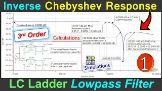 LC Ladder Lowpass Filter Design 💫 Inverse Chebyshev Response - 3rd Order 💡 Example 1