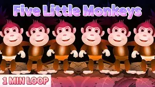 Five Little Monkeys Poem Remix 🐵🎵 [1 Min Loop] Animal Nursery Rhyme Kids Fun Songs @FinnyRhymes