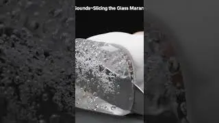 Cut the glazed marshmallow with a kitchen knife. #relaxing #relax #satisfying #fruit