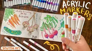 Drawing VEGGIES with NEW Acrylic Markers 🥬 FT. Shuttle Art