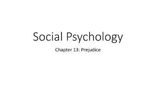 Social Psychology: Chapter 13 (Prejudice)