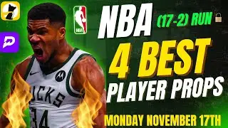 (17-2 RUN 🔥) NBA PRIZEPICKS TODAY | 4 BEST PLAYER PROPS | MONDAY | 11/17/2025 | NBA BEST BETS