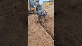 Satisfying work II Excavator digging narrow trench