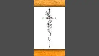 🔴 Sword & Serpent Drawing | Symbolic Snake Wrapped Around Sword Art ✍️🗡️🐍
