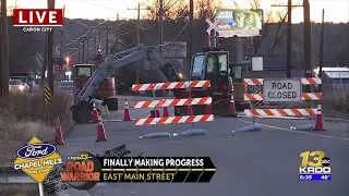 Crews finally relocate natural gas line on Ca&ntilde;on City street on fourth attempt; project ends soon