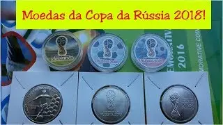 Moedas da COPA DO MUNDO NA R&Uacute;SSIA 2018/1&deg; e 2&deg; Lan&ccedil;amento + Moeda de Portugal + Moedas Coloridas.
