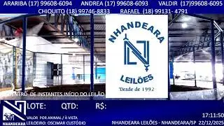 LEILÃO NHANDEARA LEILÕES - 22/12/2025 - NHANDEARA/SP - AO VIVO HOJE GADO