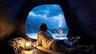 ❄️Solo Camping on a Mountain Cliff During Storm | Rain Turns to Snow ASMR (no music)